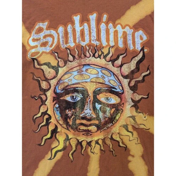 Men's Size S Sublime Sun Logo Graphic Tie Dye T-Shirt Rust Orange Band Tee - Picture 2 of 7